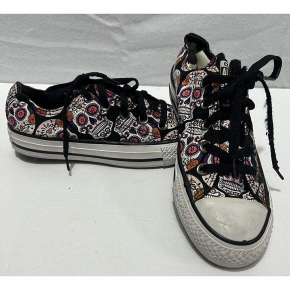 Converse All-Star Lo 154893F Sugar Skulls Dia de Los Muertos Women's Size 6‎ - Picture 1 of 5